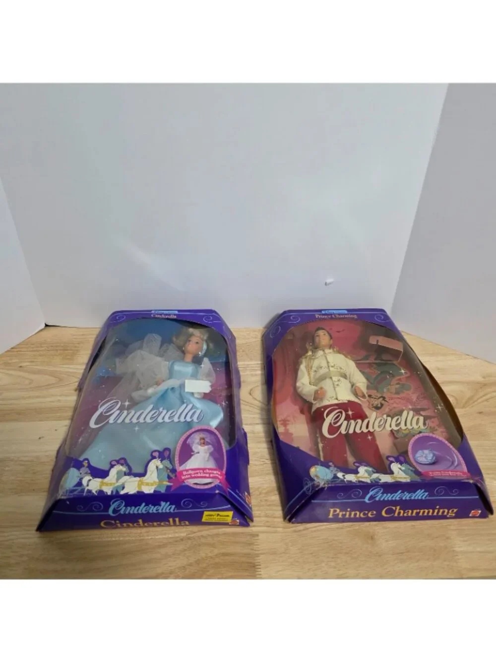 Vintage 1991 Disney Cinderella & Prince Charming Barbie Dolls Mattel Lot